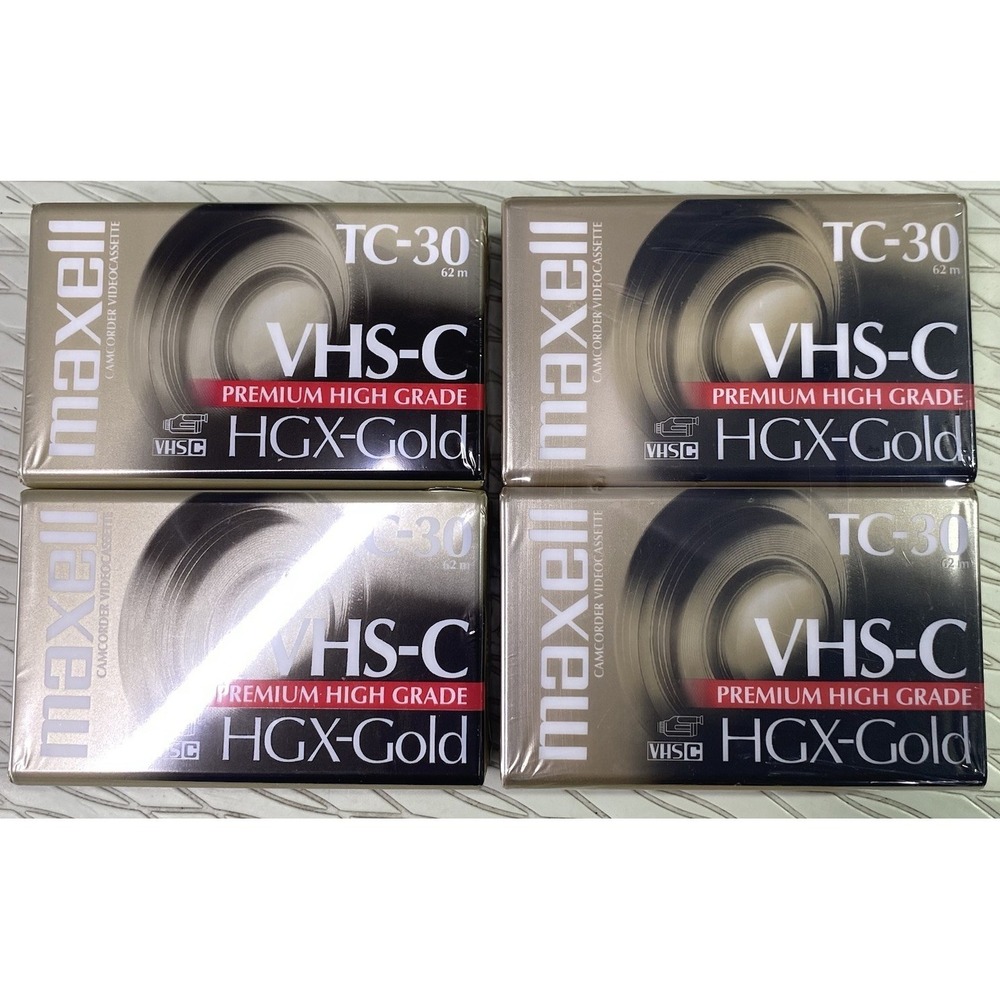 Maxell HGX-Gold TC-30 VHS-C Videotape Cassette Camcorder New Sealed LOT OF 4‎
